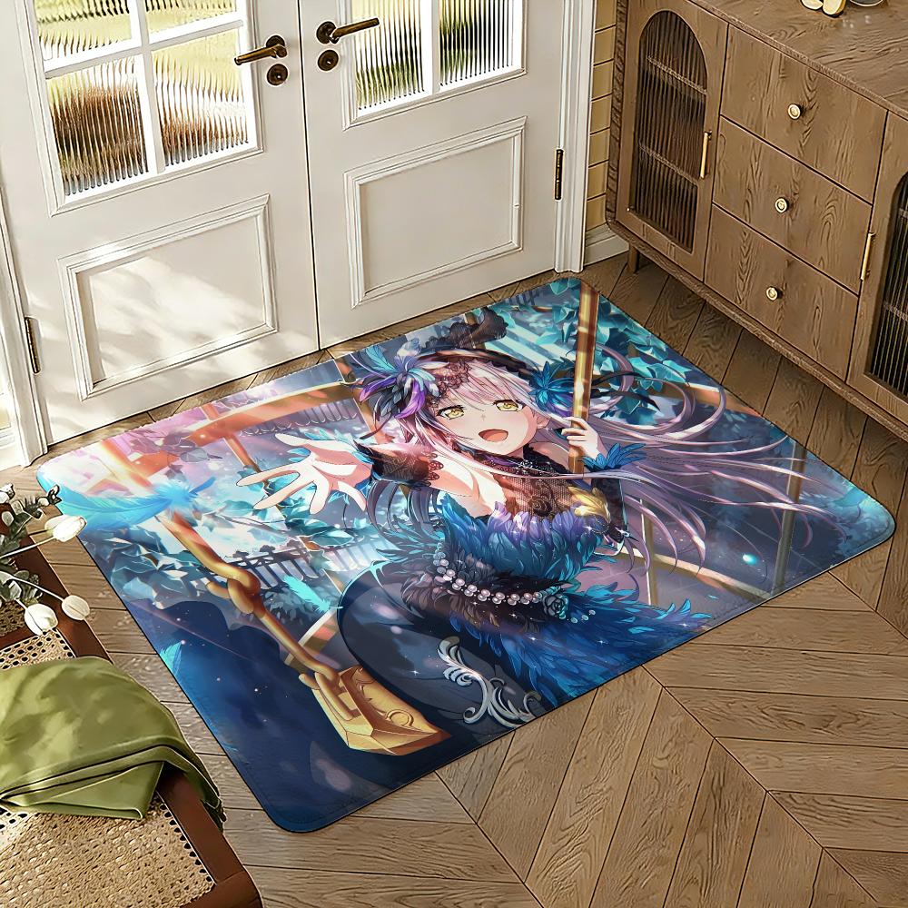 BanG Dream! Girls Band Party Floor Mat Soft Thickened Absorbent Non-Slip Bedroom Living Room Door Mat Home Decor Flannel Rugs
