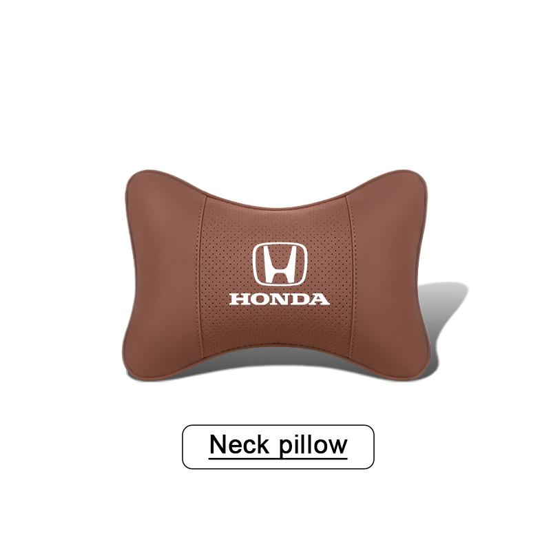 1Pcs Pu Leather Car Neck Pillow Auto Emblem Headrest For Honda Civic Accord Crosstour Spirior Odyssey Avancier UR-V Elysi Key