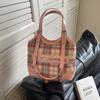Sweet Style Western-style Grid Large Capacity Bag for Women's  New Trendy Tote Bag Versatile Commuting Shoulder Bag
