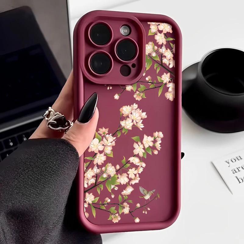 Цветочный Чехол Ударопрочный Для iPhone 15 16 Pro Max Plus 11 12 13 14 Pro X XS XR 8 7 SE Мягкий Силиконовый Задний Чехол для Телефона