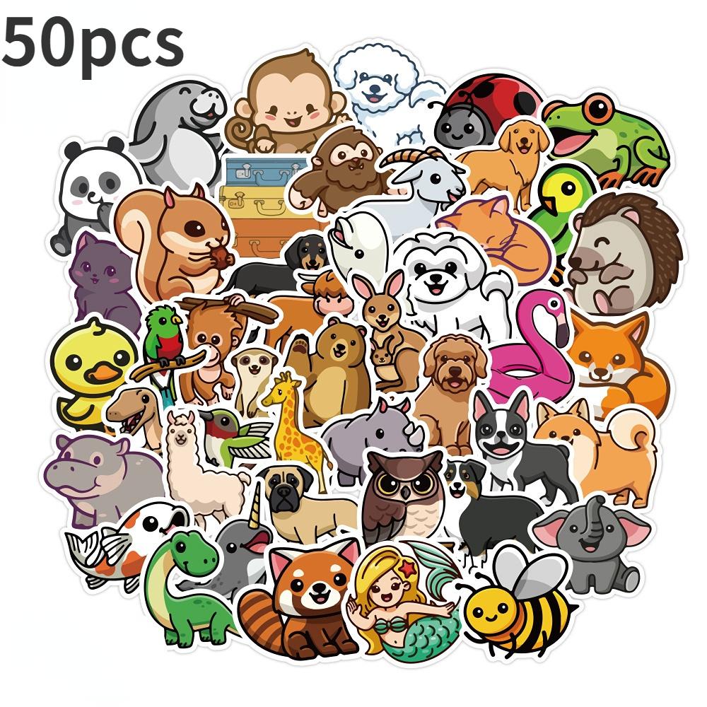 50/100 Pieces Cute Animal Stickers, Vinyl Waterproof Stickers for Laptop, Bumper, Skateboard, Water Bottle, Computer, Phone Cute Animal Stickers