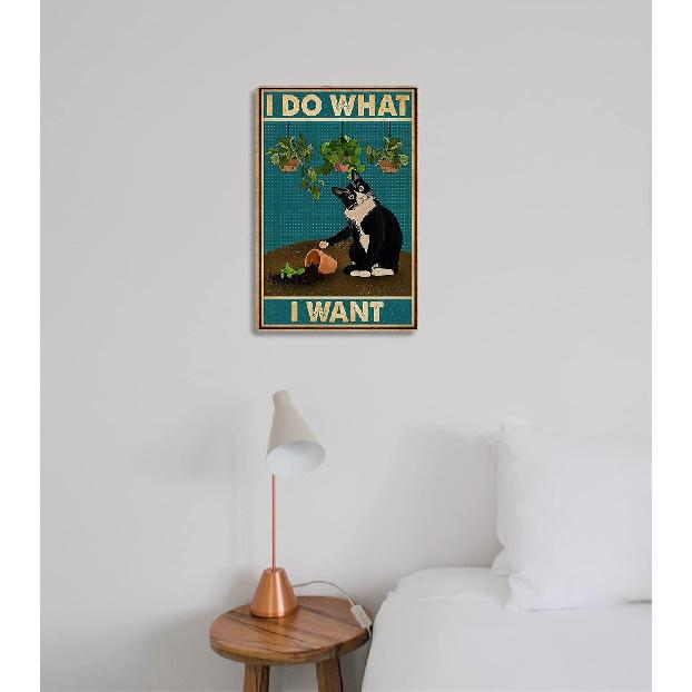 Fmcmly I Do What I Want Funny Black Cat Decor Tin Signs Cute Cat Personalized Metal Poster Wall Art Decor Sign for Home Bathroom Garden Restroom