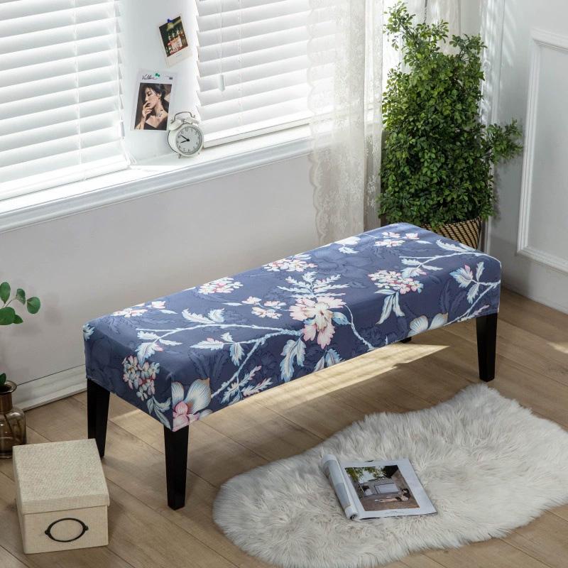1 шт. Длинный чехол для табурета Нескользящий чехол для длинной скамьи Пылезащитный протектор для скамьи Чехол-накидка Цветочный принт Полная обертка Эластичный чехол-накидка