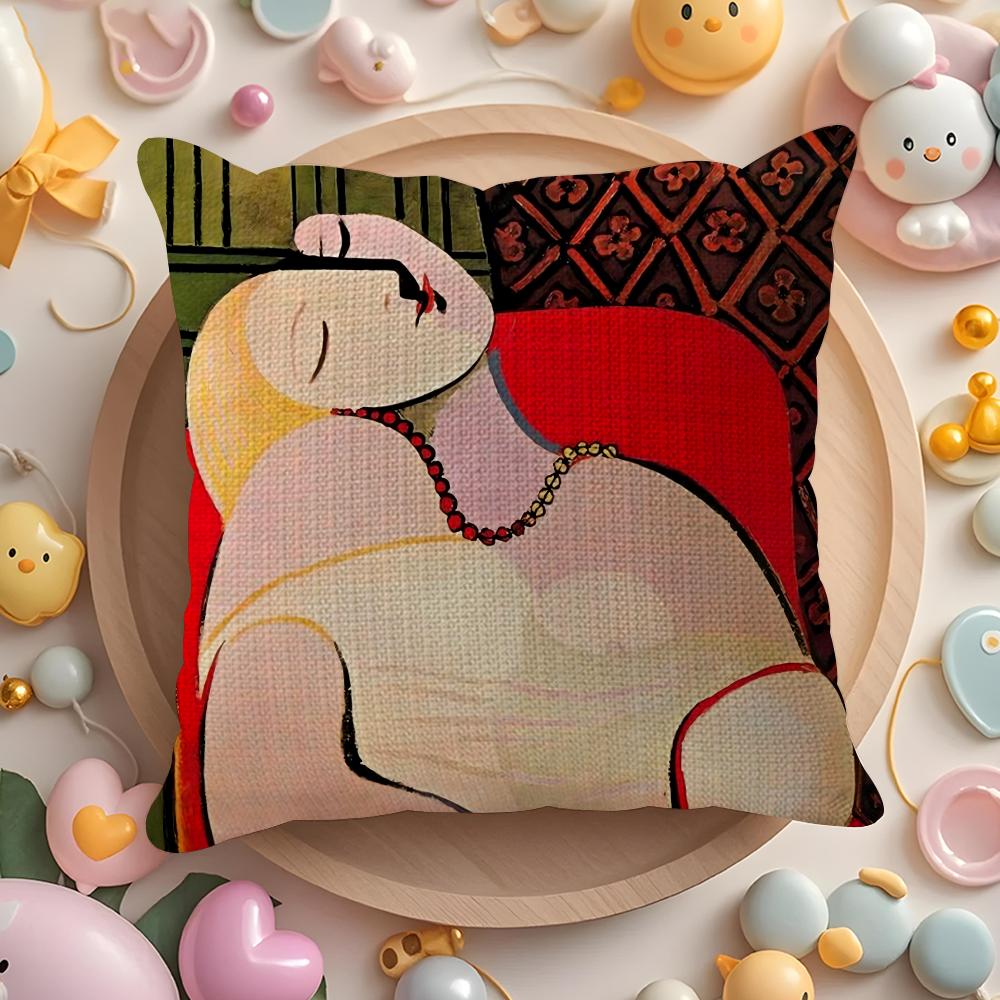 P-Picasso Масляный Кушон Чехол Лен Органическая Ткань Двусторонний Принт Дышащая Наволочка Диван Домашний Декор Подарок