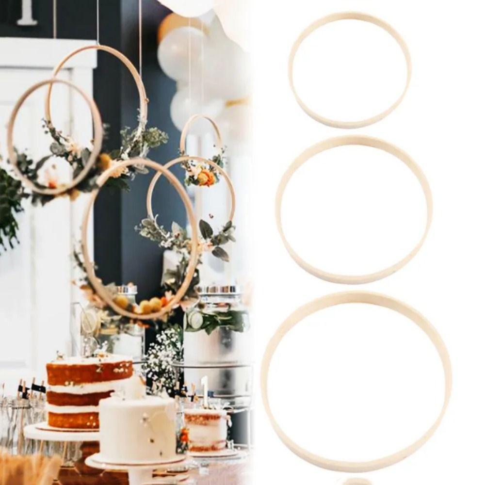 Round Bamboo Circle Hanging Bamboo Hoop Frame Dream Catching Net Ring Flower Wreath Ring Garden