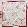 Summer new 71CM flower silk scarf femininity versatile fashion small square scarf Korean version atmosphere neck protection small scarf