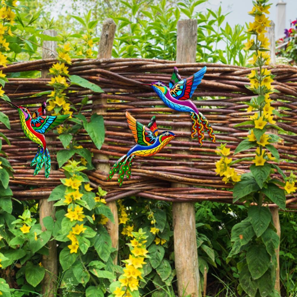 Металлический Колибри Настенный Художественный Декор Открытый Висячие Декор Орнаменты