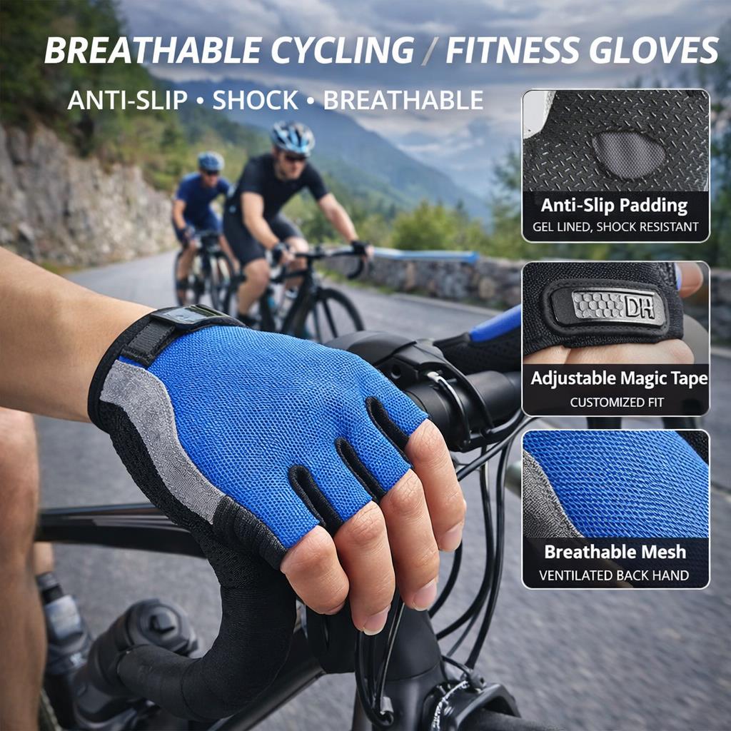 Men Women Half Finger Cycling Gloves Anti Slip Breathable Sports Gloves for Gym Fitness Crossfit Exercise 6