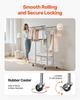 Clothes Rack, Rolling Clothing Garment Rack with 2 Hanging Rods and 2 Storage Shelves, 120 kg Load Capacity, Adjustable Height Carbon Steel Clothing