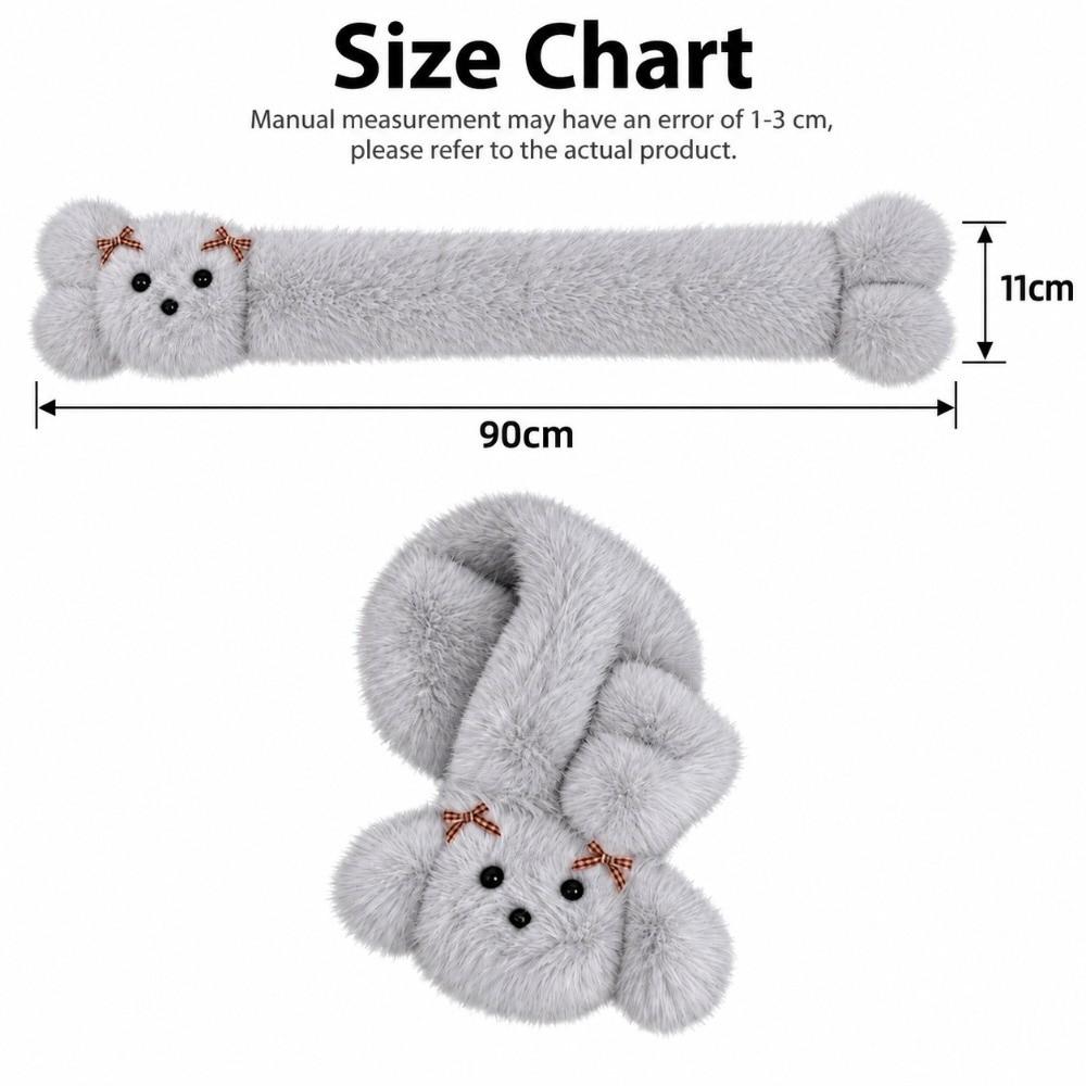 Faux Fur Cartoon Dog Scarf Thick Warm Winter Scarf Soft Plush Neckerchief Winter