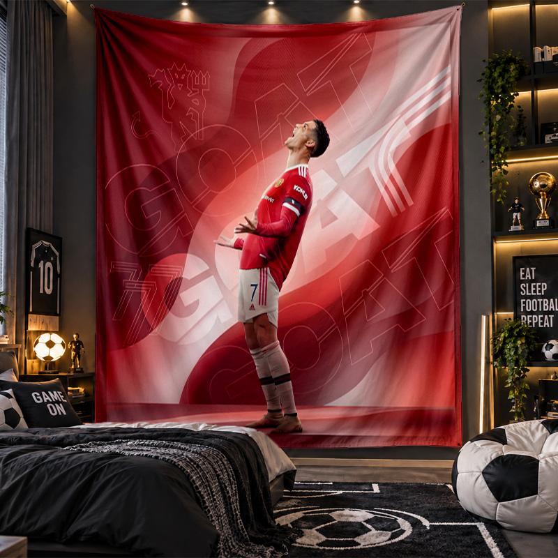 Wall Hanging Tapestry Cristiano Ronaldo Print Cloth for Living Room Bedroom Home Decor