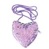 Kids Girls Heart Shaped Messenger Bag Shiny Fish Scale Styling Bag