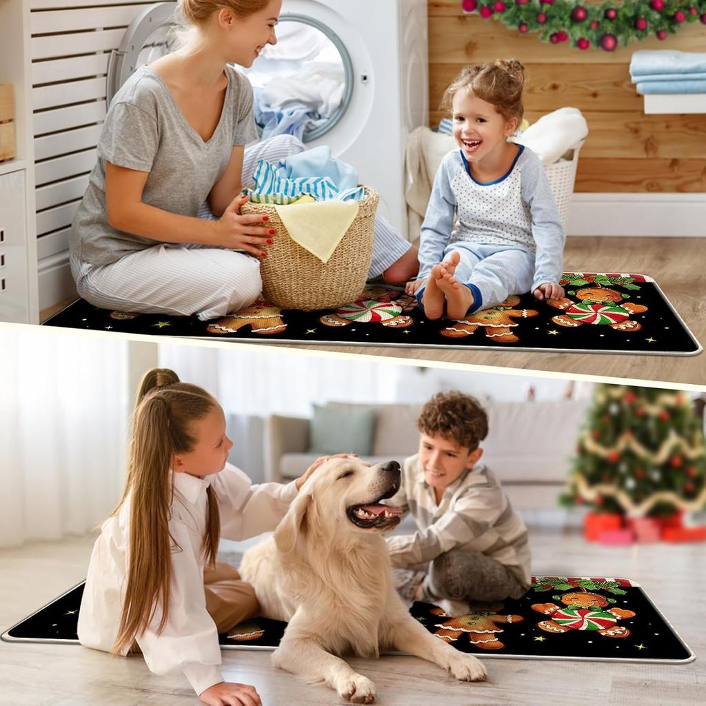 Vikama1/2Pcs Christmas Kitchen Floor Mat Home Decor Bedroom Living Room Balcony Strip Carpet Fun Indoor Outdoor Welcome Mat