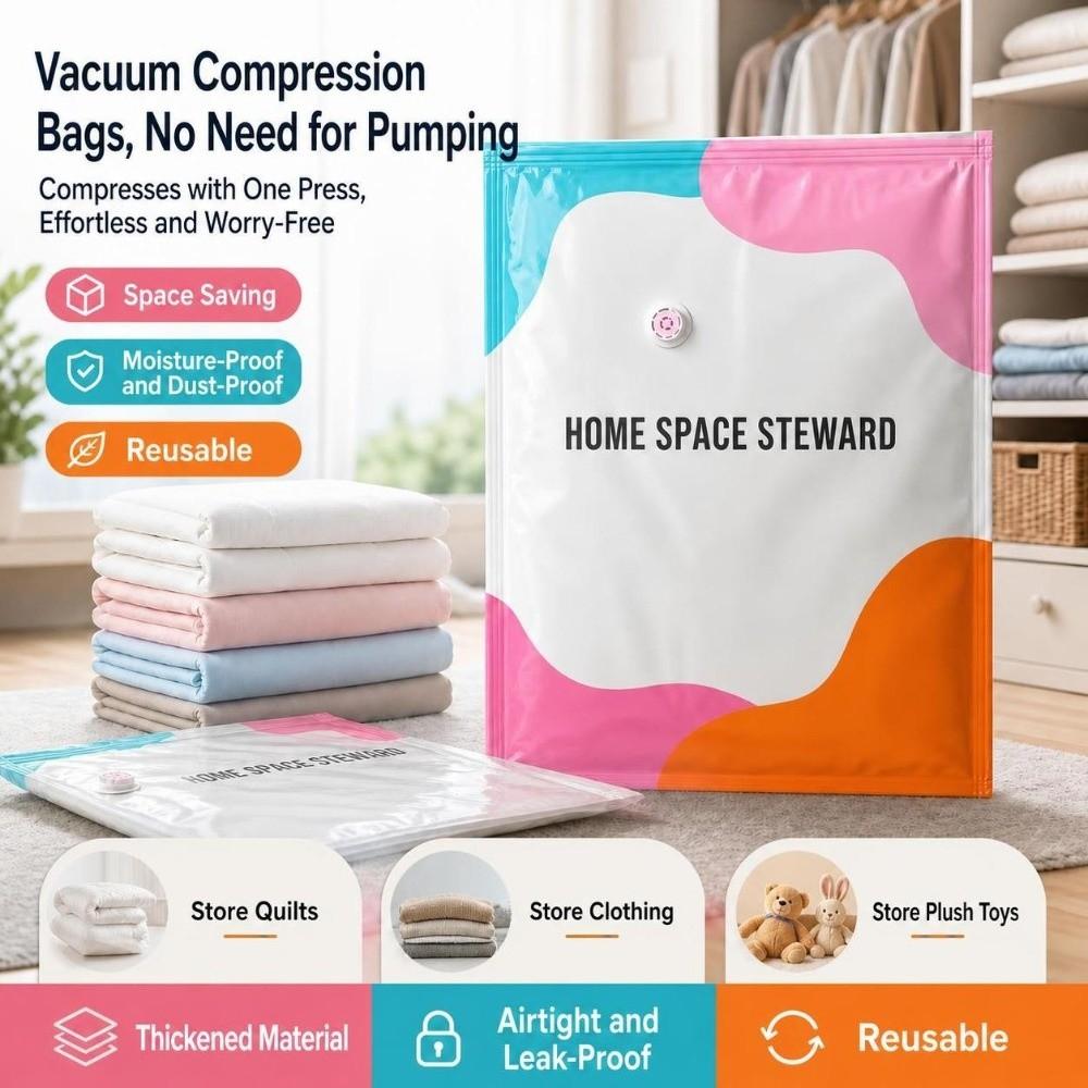 No Pump Seal Compression Bag Dust-proof Clothing Seal Bag Vacuum Storage Bag Travel Accessories