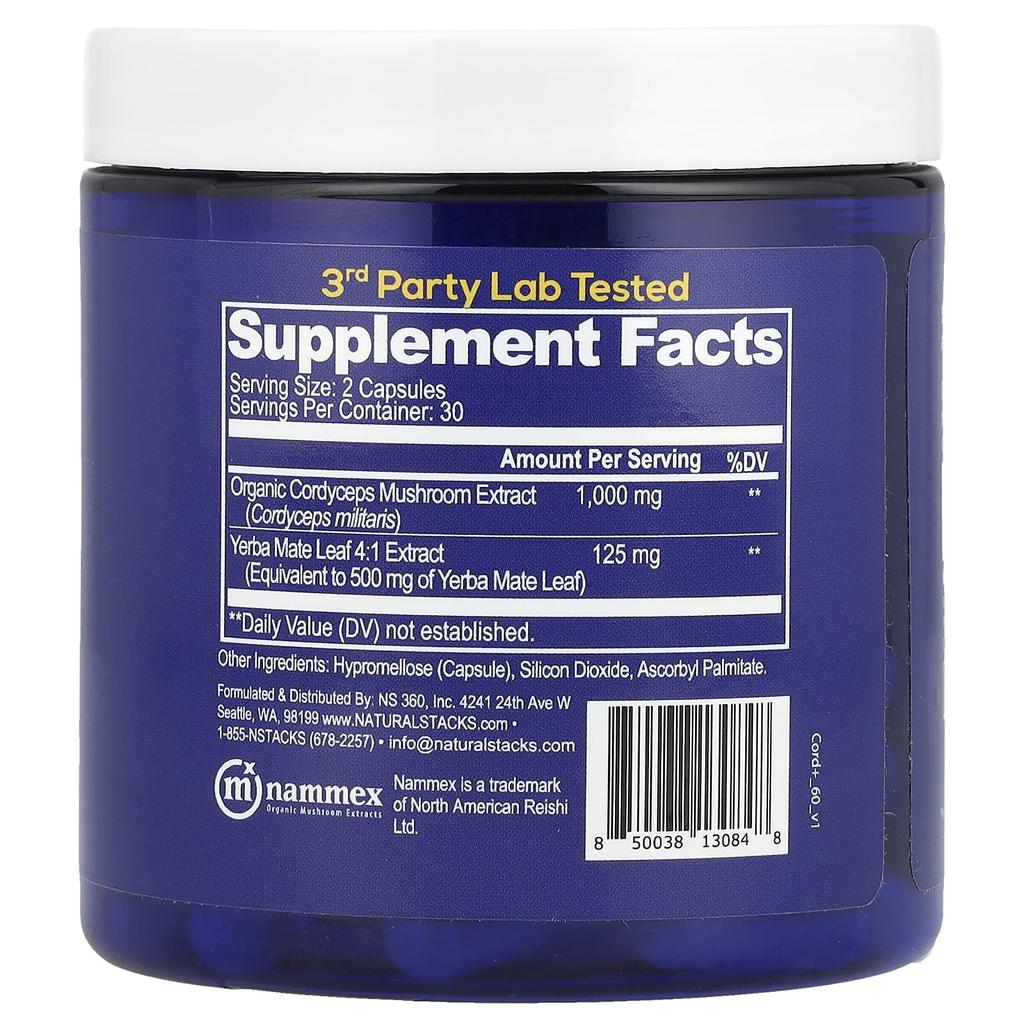 Natural Stacks Cordyceps Sinensis+, 60 Veggie Capsules