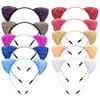 Glitter Cat Ears Headband Kitty Headband for Girls and Women Sparkly Hair Hoop Shiny Hairbands Hair Accessories for Daily