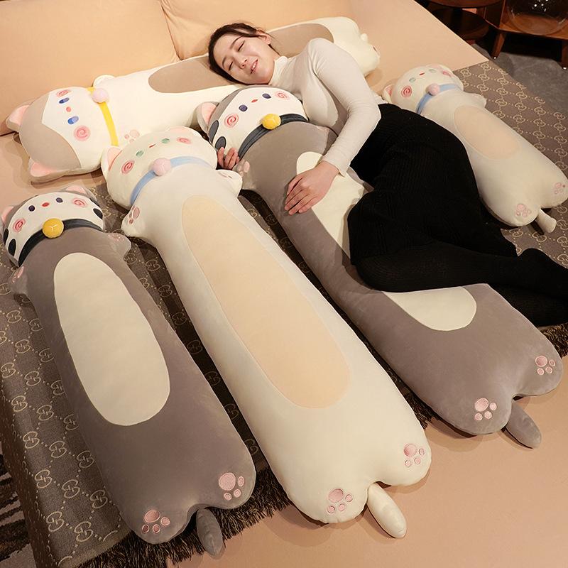 Kawaii Soft Long Cat Pillow Stuffed Plush Toys Nap Pillow Home Comfort Cushion Kids Birthday Gift Cute Plushies Friend Gift