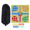 Ludo Chess Set Folding Roll Up Board Game Pad with 16 Chess Pieces 1 Dice Family Ludo Learning Game
