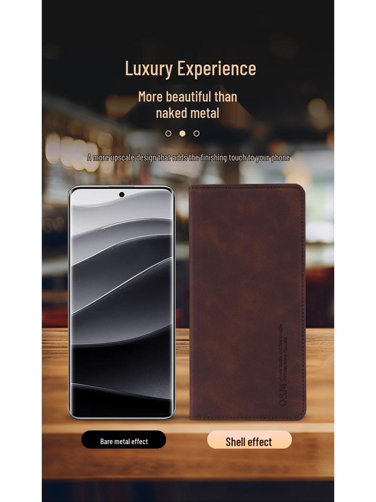 Кожаный чехол-книжка iQOO 15 с полной защитой - Защита от падений для модели V2505A