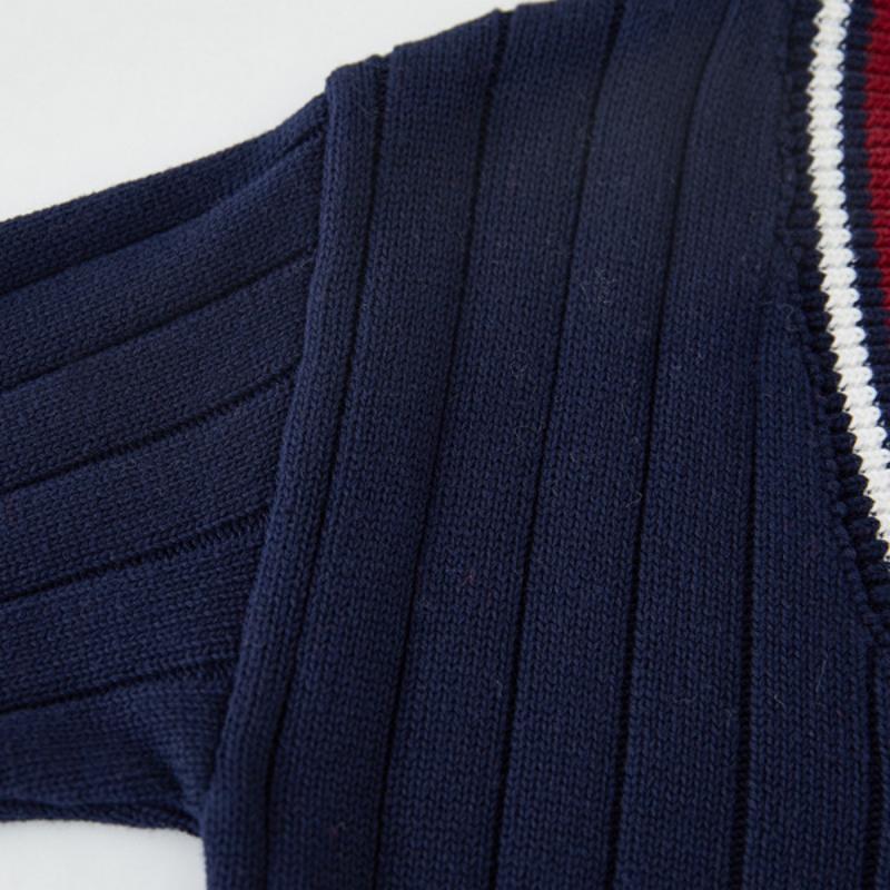 Кардиган вязаный контрастного цвета в стиле колледжа, с вышивкой, для мальчиков и девочек, школьная форма, классная форма, детский свитер-кардиган, куртка