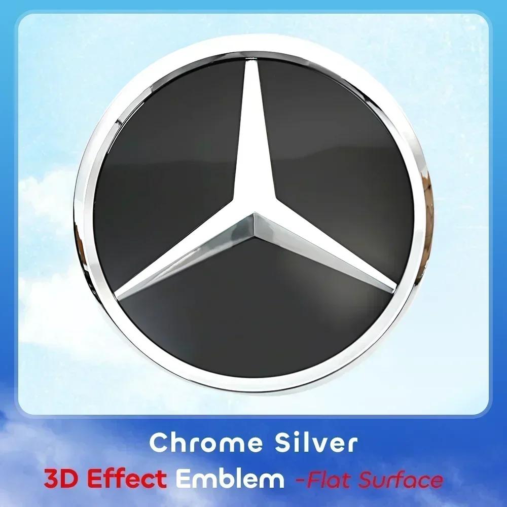 New C200 E200 For Mercedes Benz Chrome Silver Black Front Grille Star Badge Emblem OE Style Flat Surface For Mercedes Benz GLC-