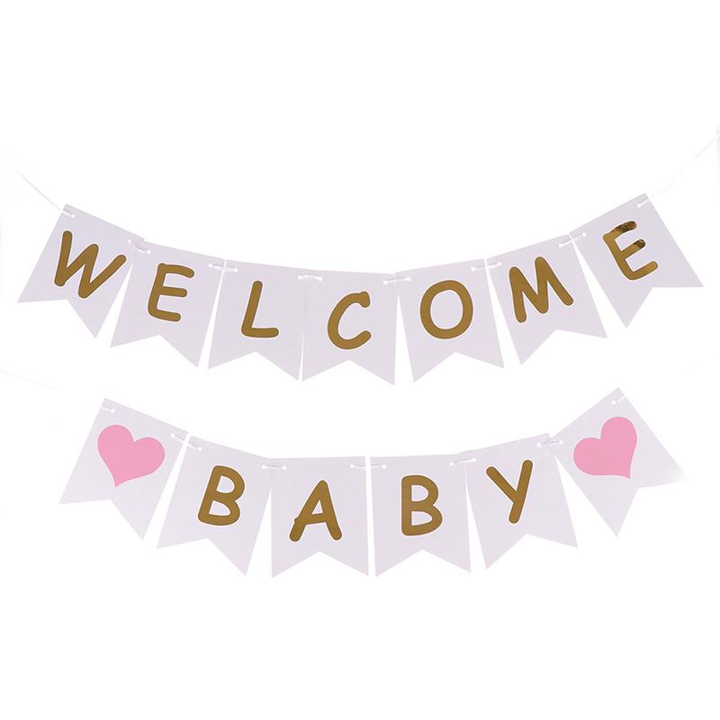 Birthday Decoration Welcome Baby Banners Paper Flags Baby Shower Banners