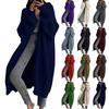 Women's Solid Color Long Sleeved Knee Length Knitted Cardigan, Lazy Trend, Medium Long Hair Jacket