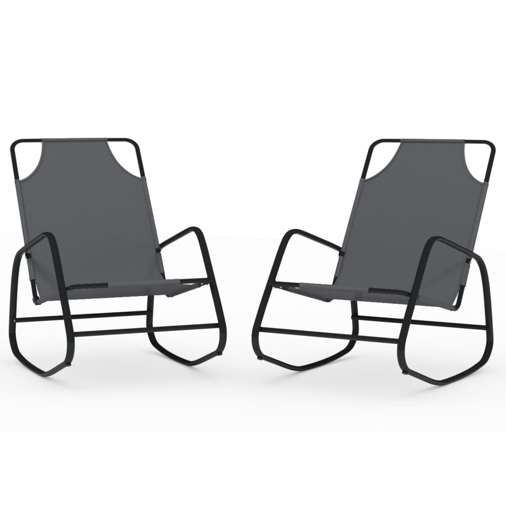 2 Piece Swing Chair Set Gray Steel and Textilene