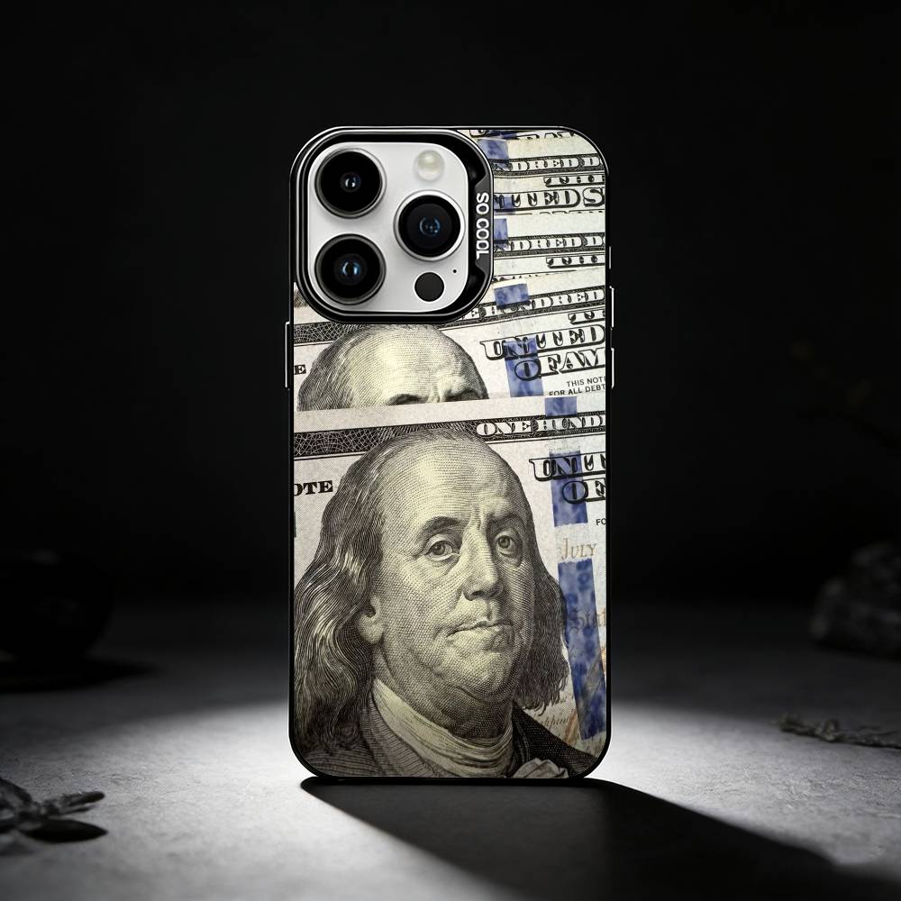 Dollar Bill Money Phone Case For iPhone 17,16,15,14,13,12,11 Plus,Pro Max,XS,Colored silver phone case