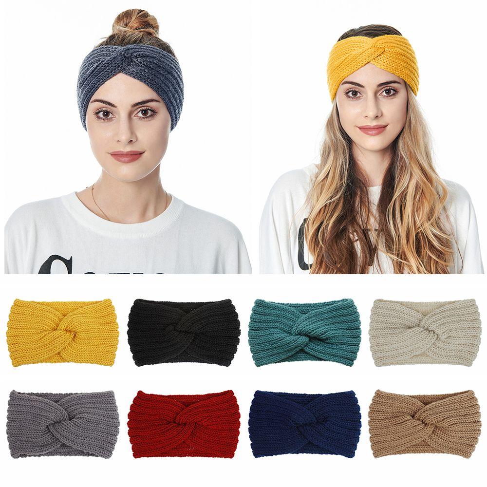 Autumn Winter Head Wrap Cross Knot Hairband Ear Warmer Headband Knitted Headband Hair Accessories