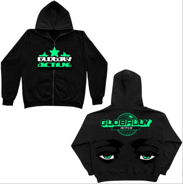 Custom hoodie sweater gothic high street full zip oversized coat men's and women's streetwear y2 coat