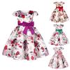 Girls Princess Dress Retro Print Dress Skirt Holiday Host Children's Skirt Sparkling Kids Birthday Dress Elegant Soft Party Dress Ball Gown for Girls