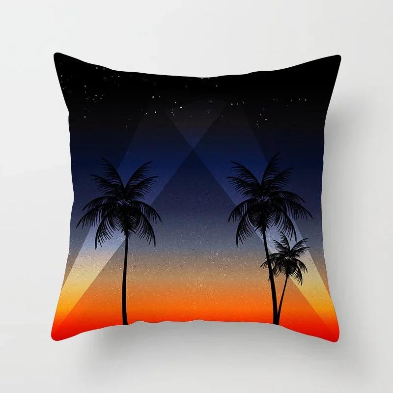 Summer Beach Pillowcase Palm Tree Leaves Plant Pillow Case Sofa Home Decoration Car Waist Throw Cushion Cover Custom Polyester