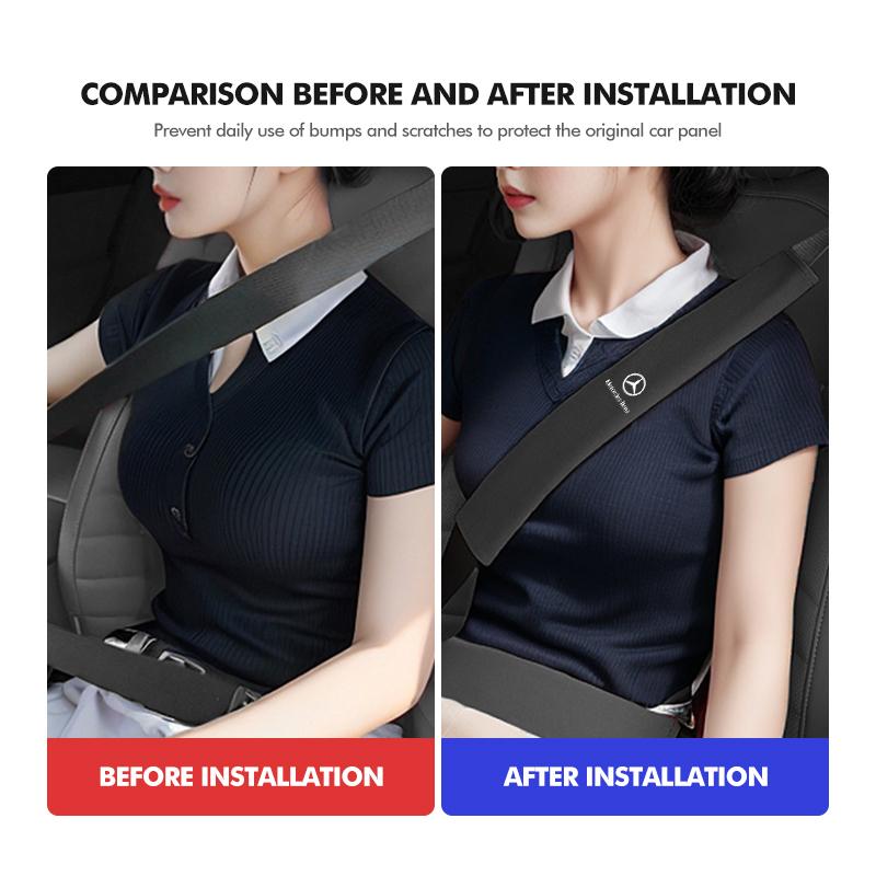 Suede Car Seat Belt Shoulder Protector Safety Belt Padding Pad For Mercedes Benz W202 W212 W126 W140 W168 W177 CLS GLE GLC GLS QRSTV1