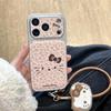 Милый розовый чехол для iPhone 17 и 16 Pro Max/15/14 в корейском стиле с рисунком кошки-леопарда и девчачьим сердцем