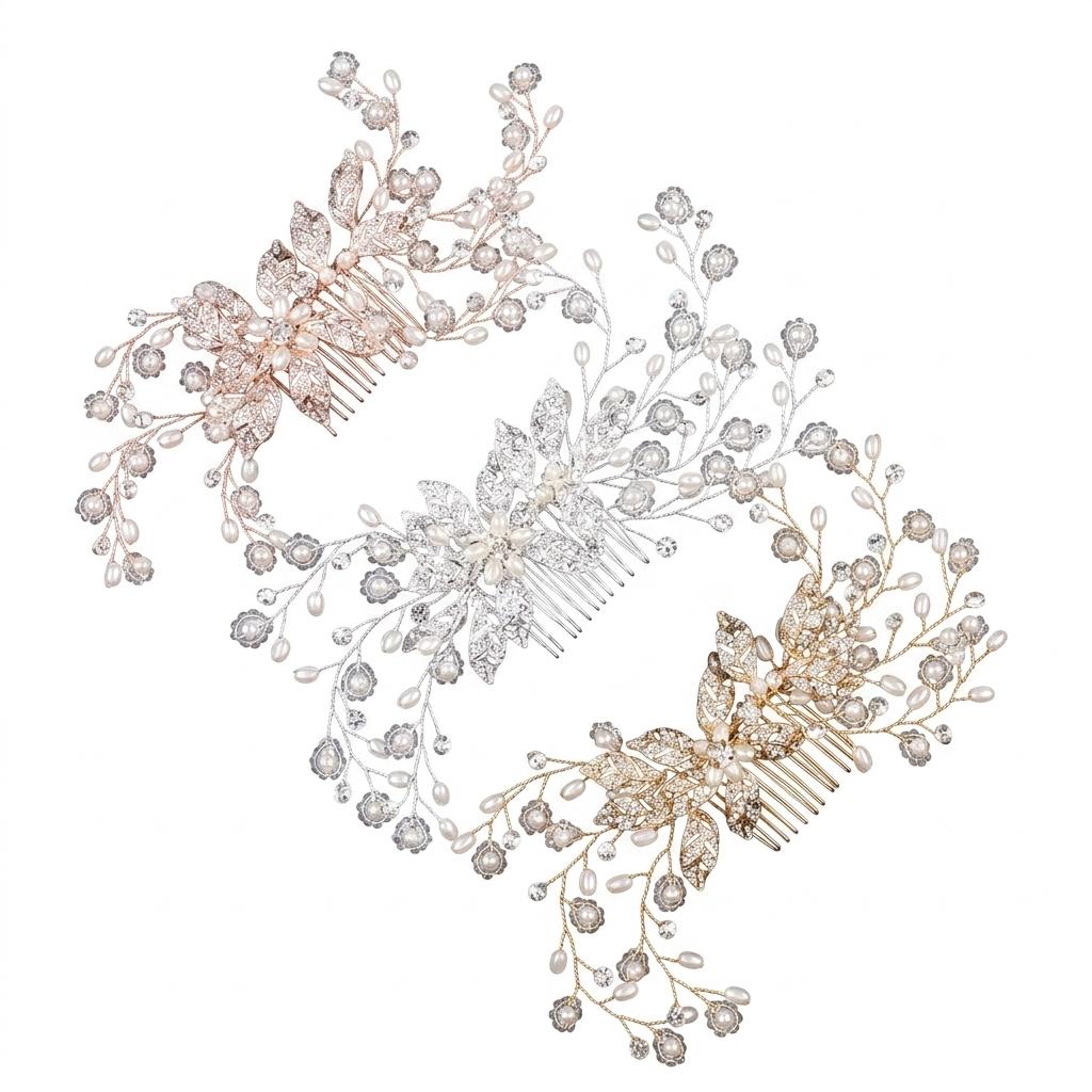 Bridal Baroque Gold-Leaf Hair Comb Elegant Alloy Wedding Accessory