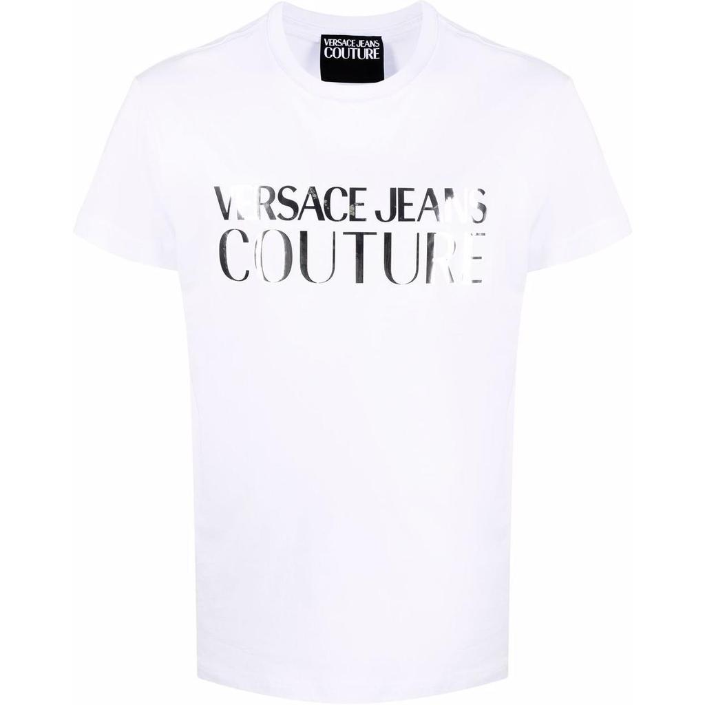 Versace Мужская футболка с коротким рукавом и принтом букв логотипа SS22 Белая 72GAHG01-CJ00G-S03
