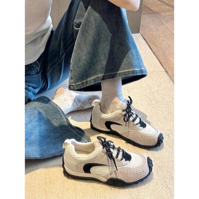 Ретро контрастная цветная вставка на плоской подошве немецкие тренировочные туфли для женской коллекции 2025, новые универсальные, удобные и дышащие, повседневные спортивные Forrest
