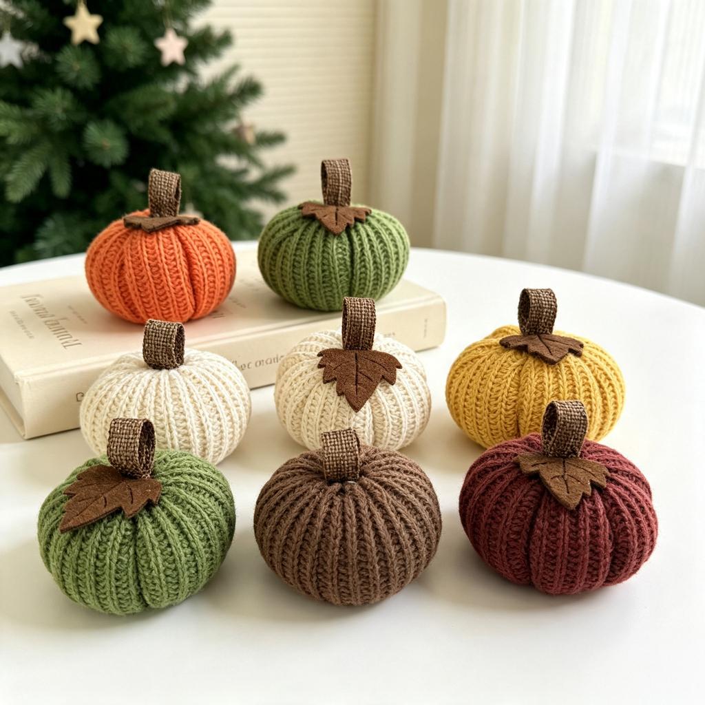 Декоративные вязаные тыквы в осеннем стиле для деревенского дома, Thanksgiving, урожай, Хэллоуин, центральный элемент стола, камин, декор кухни