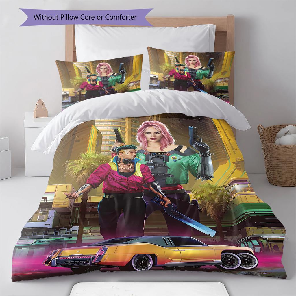 Cyberpunk Pattern Bedding Quilt Set Quilt Cover Pillowcase Home Decoration Gift (1 * duvet cover + 2 * pillowcase, without core)