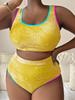 Plus Size Women's Color Block Tie-Dye Tankini Swimsuit P017