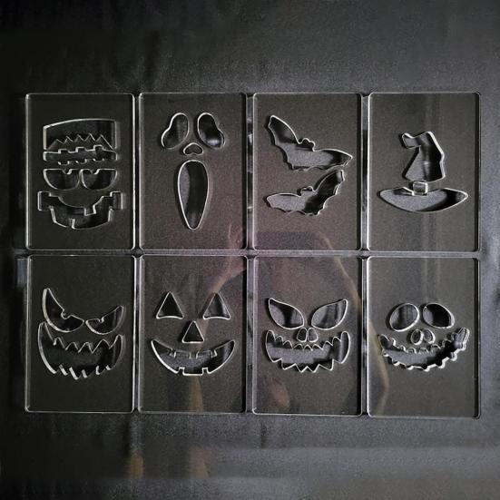 Halloween Pumpkin Face Stencils Decorative Painting Stencils Reusable Acrylic Drawing Template for DIY Pumpkin Carving Wood Wall Art Decor