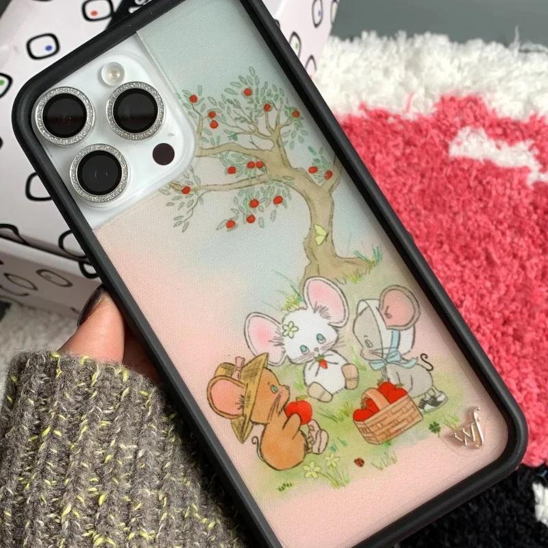 Чехол для телефона Wildflower 3D Mice Friends wf Защита от падений для iPhone 16 15 14 13 12 Pro Max Plus 16pro WF Красная Мечта Звезда Мультяшная Обложка