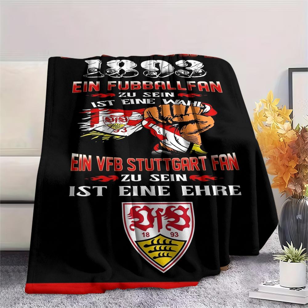 1PC Custom Name VfB Stuttgart Patterned Flannel Blanket Suitable For All Seasons for Home Decor Warmth and Comfort Gifts Holiday Present_xia