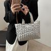 Large Capacity Quilted Tote Bag for Women Elegant Padded Solid Color Shoulder Bag for Vacation Casual Commuting Handbags