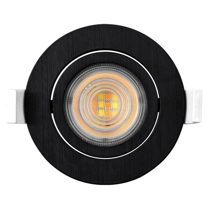 Lot de 5 spots LED encastrables 3en1 rond noir 7W IP20