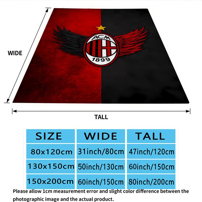 1PC Ac Milan Patterned Flannel Blanket Suitable For All Seasons For Home Decor Warmth And Comfort Gifts Holiday Present