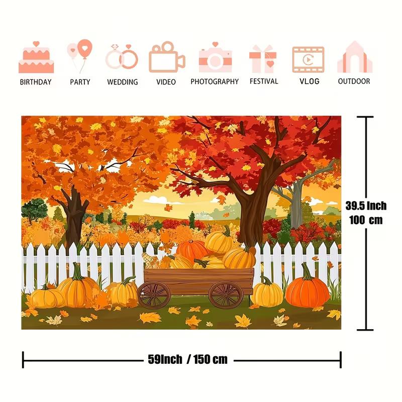 2D Fall Harvest Maple Leaves Background for Birthday & Festival