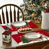 4pcs/6pcs, Christmas Placemats, Golden Red Xmas Trees Kitchen Table Mats, Coffee Mat, Kitchen Dining Decoration, Seasonal Holiday Farmhouse Multi-Coun