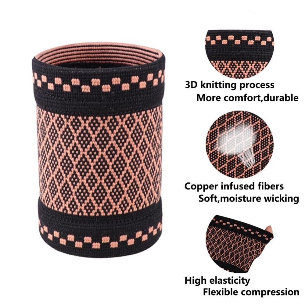 1 Pair Sweat-Absorbent Wrist Compression Brace Knitted Nylon Copper Fiber Elastic Wrist Support Sleeve Elastic Breathable 1